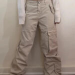 Pinko Womens Cargo Low 9”Rise Trousers UK8-10 W29 L34 Tall Beige Wide Leg Barrel