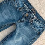 Vanity Womens ultra low 6”rise blue flared jeans W26L31 UK4-6 stitch y2k bootcut