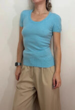 Pure Women's 100% Cashmere Scoop Neck Short Sleeve Knit Fitted Top — photo 2 of 9