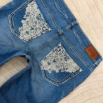 Ralph Lauren Womens Mid 10”Rise Flare Jeans W33 L28.5 UK 14 Embroidered Pocket