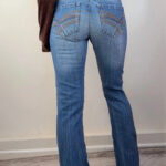 Rue21 Womens Low 7.5” Rise Bootcut Flare Jeans W31 L32 UK 8-10 Denim Embroidered