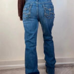 Silver Womens Bootcut Jeans mid 9”rise blue W32L33 UK 14 embroidered flap pocket