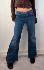 Silver Women's Flare low 8”rise dark jeans