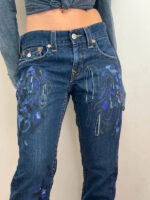 True Religion Women's Custom Hand Painted Bootcut Jeans W29L34