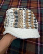 Vintage Wool Blend Fair Isle Bucket Hat Cream Knit Winter Nordic Y2K Unisex — photo 7 of 10