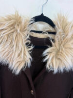 Women's Brown Merino Wool Knit Fitted Coat Fur Penny Lane Afghan Cardigan — photo 11 of 15