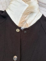 Women's Brown Merino Wool Knit Fitted Coat Fur Penny Lane Afghan Cardigan — photo 12 of 15