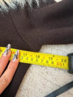 Women's Brown Merino Wool Knit Fitted Coat Fur Penny Lane Afghan Cardigan — photo 14 of 15