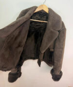 Women's Shearling Sheepskin Fur Cropped Chunky Aviator Jacket — photo 11 of 15