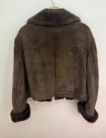 Women's Shearling Sheepskin Fur Cropped Chunky Aviator Jacket — photo 12 of 15
