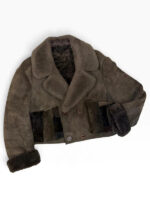 Women's Shearling Sheepskin Fur Cropped Chunky Aviator Jacket — photo 5 of 15