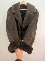 Women's Shearling Sheepskin Fur Cropped Chunky Aviator Jacket — photo 8 of 15
