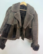 Women's Shearling Sheepskin Fur Cropped Chunky Aviator Jacket — photo 9 of 15