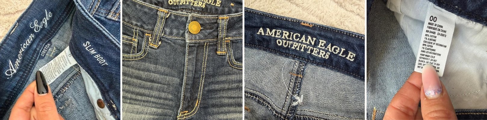 American Eagle labels and tags photographed on pieces sold at Kitanesque