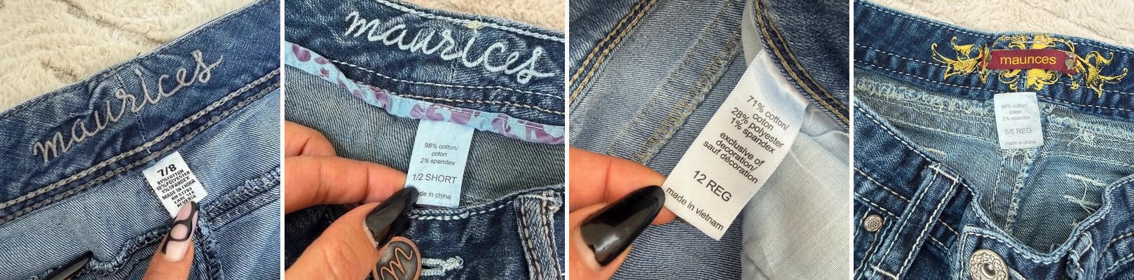 Maurices labels and tags photographed on pieces sold at Kitanesque